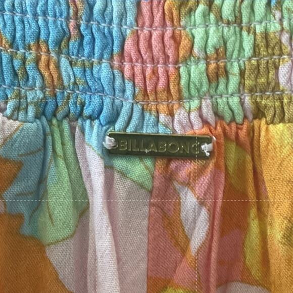 EUC Billabong Wandering Soul Smocked Waist Split Leg Floral Beach Pants Size S/M - Picture 7 of 8